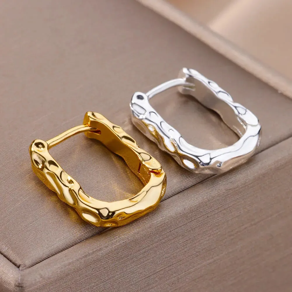Stainless Steel Hoop Earrings for Women Luxury Gold Color