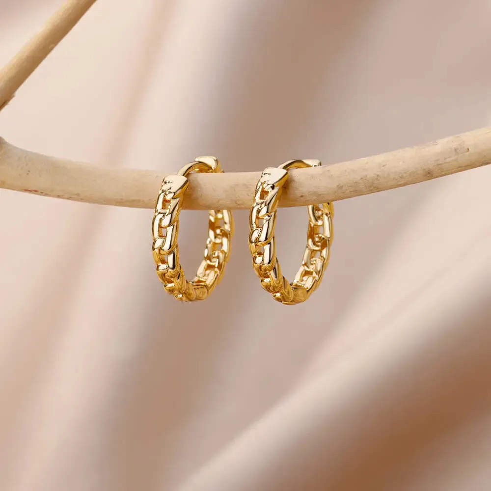Stainless Steel Hoop Earrings for Women Luxury Gold Color