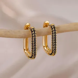 Stainless Steel Hoop Earrings for Women Luxury Gold Color