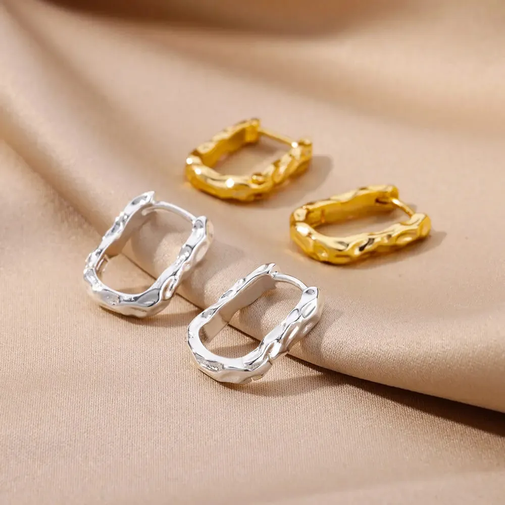 Stainless Steel Hoop Earrings for Women Luxury Gold Color