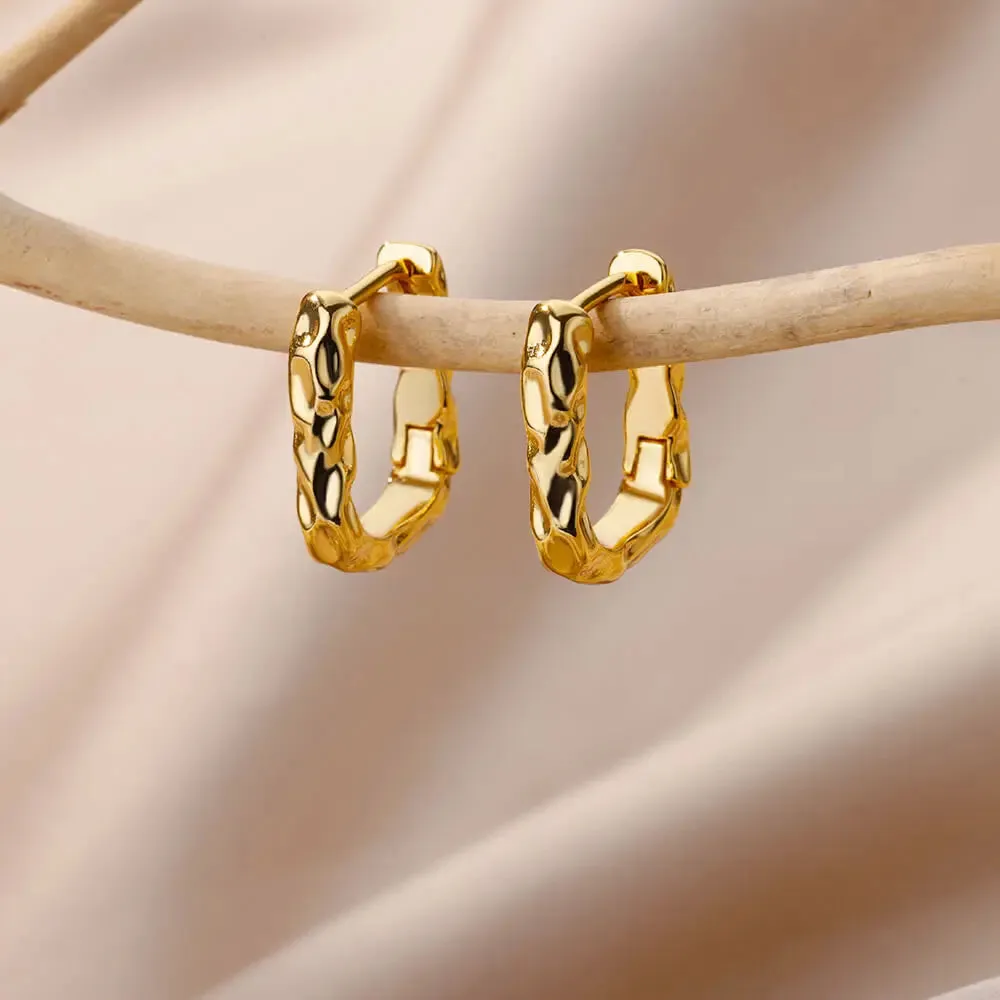 Stainless Steel Hoop Earrings for Women Luxury Gold Color