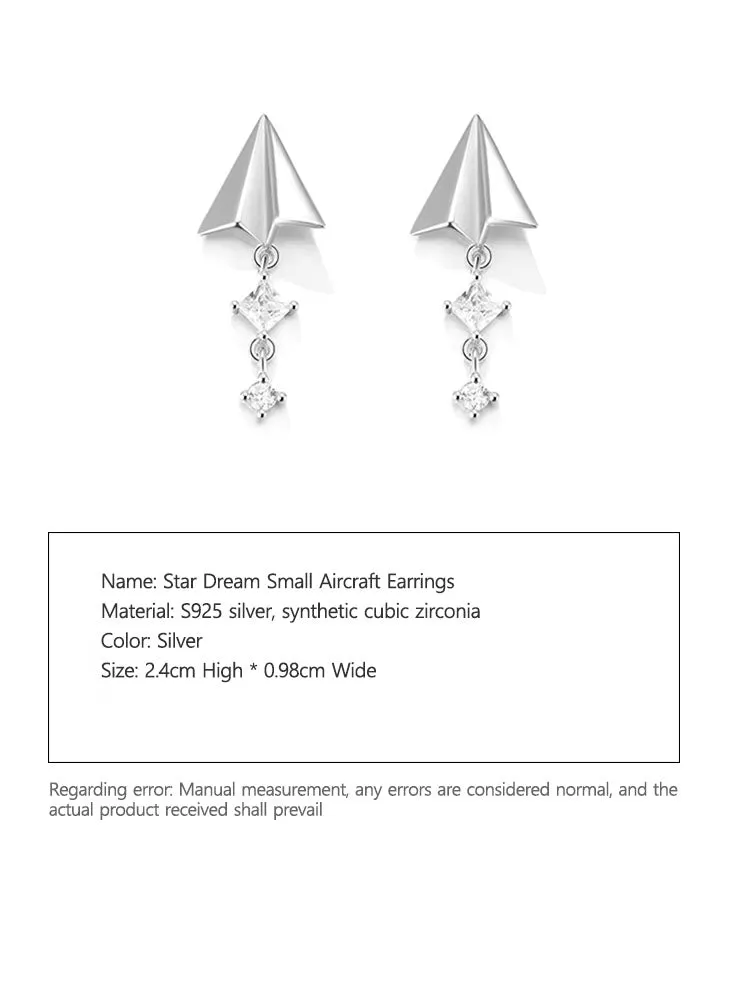Star Dream Small Aircraft Earrings Unique Design High end Earrings