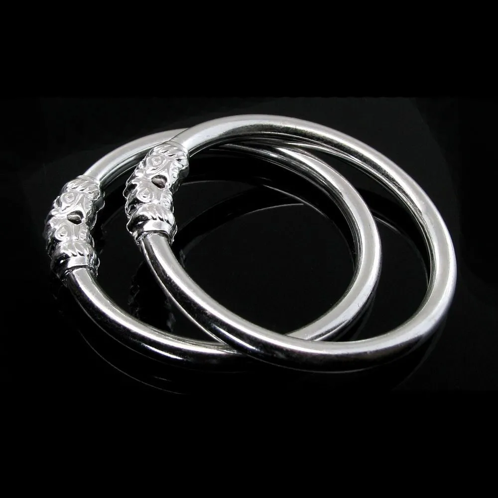 Sterling Silver Kids Bangles Bracelet - Pair