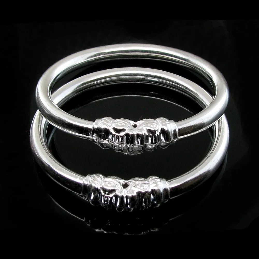 Sterling Silver Kids Bangles Bracelet - Pair