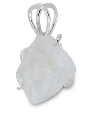 Sterling Silver Raw Cut Clear Quartz Pendant