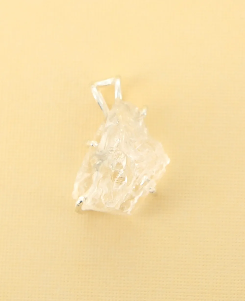 Sterling Silver Raw Cut Clear Quartz Pendant