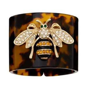 Stripey Bee Resin Napkin Rings, Tortoiseshell, Set of Four