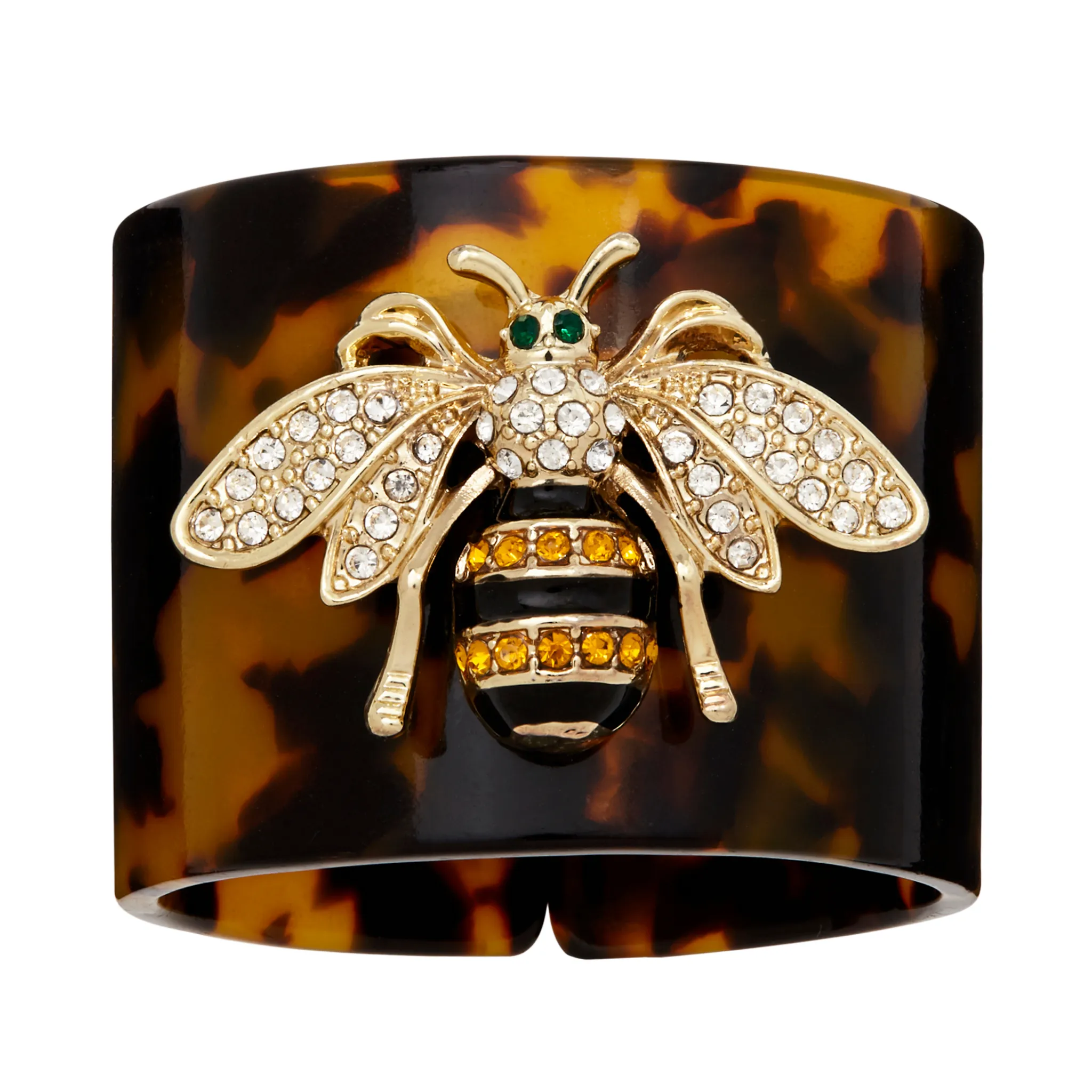 Stripey Bee Resin Napkin Rings, Tortoiseshell, Set of Four