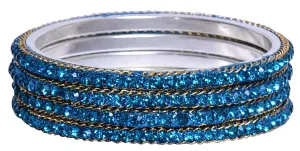 Sukriti Indian Partywear Ethnic Aqua Brass Bangles for Women - Set of 4