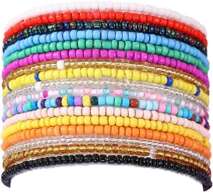 Taouzi Beaded Anklets for Women Handmade Boho Beaded Ankle Bracelets Colorful Beads Foot Anklets for Women
