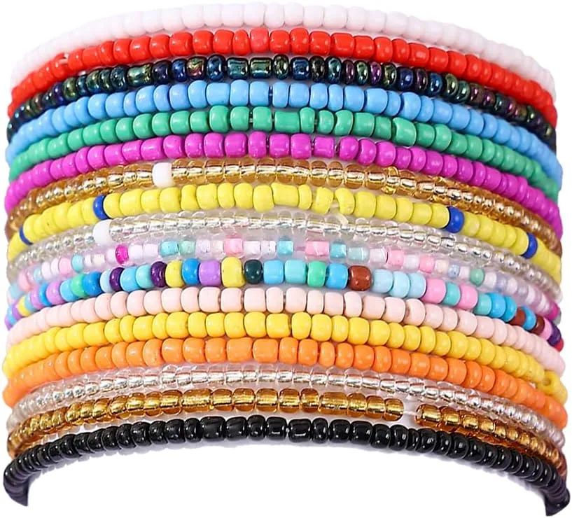 Taouzi Beaded Anklets for Women Handmade Boho Beaded Ankle Bracelets Colorful Beads Foot Anklets for Women