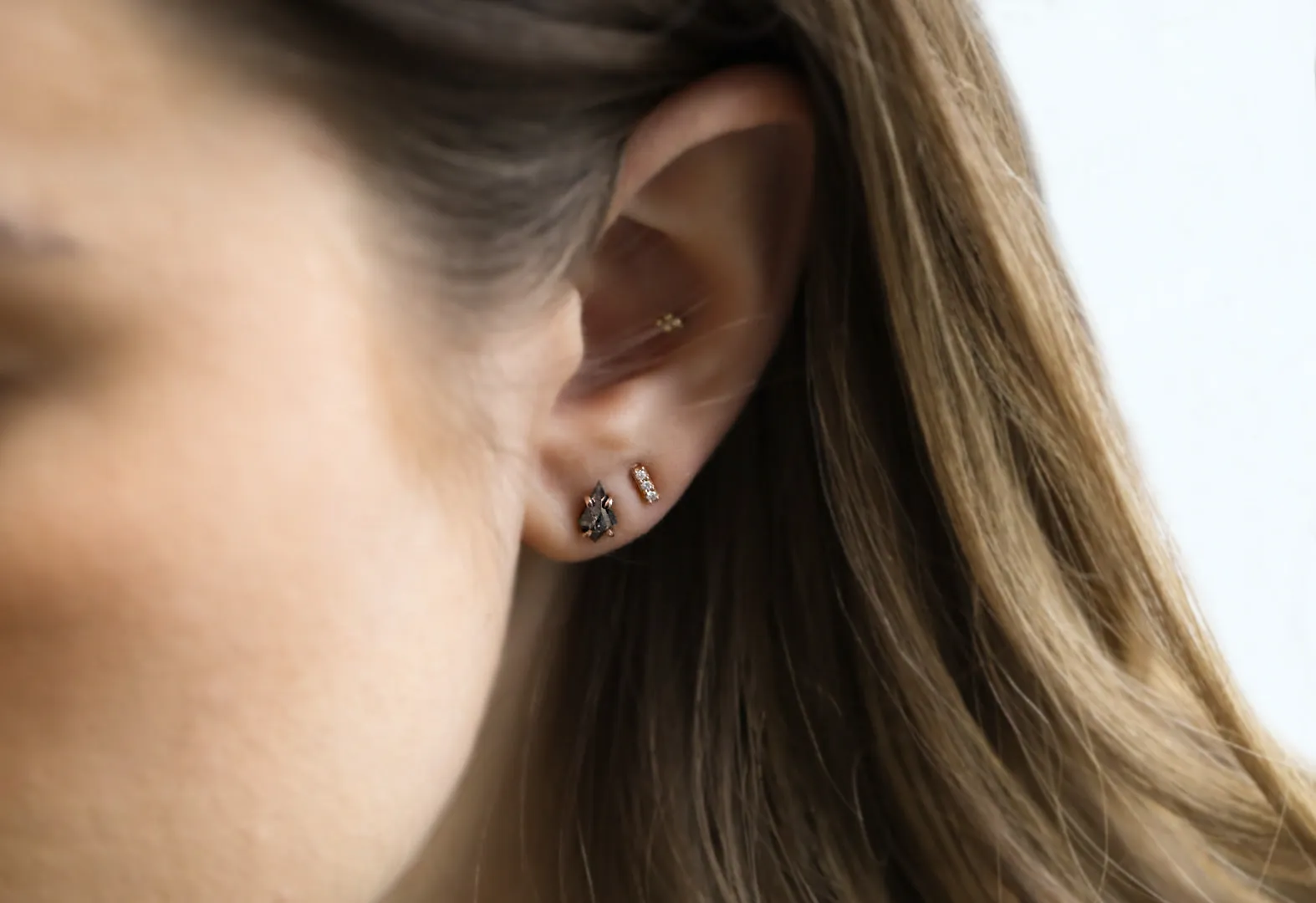 Teensy Diamond Bar Studs