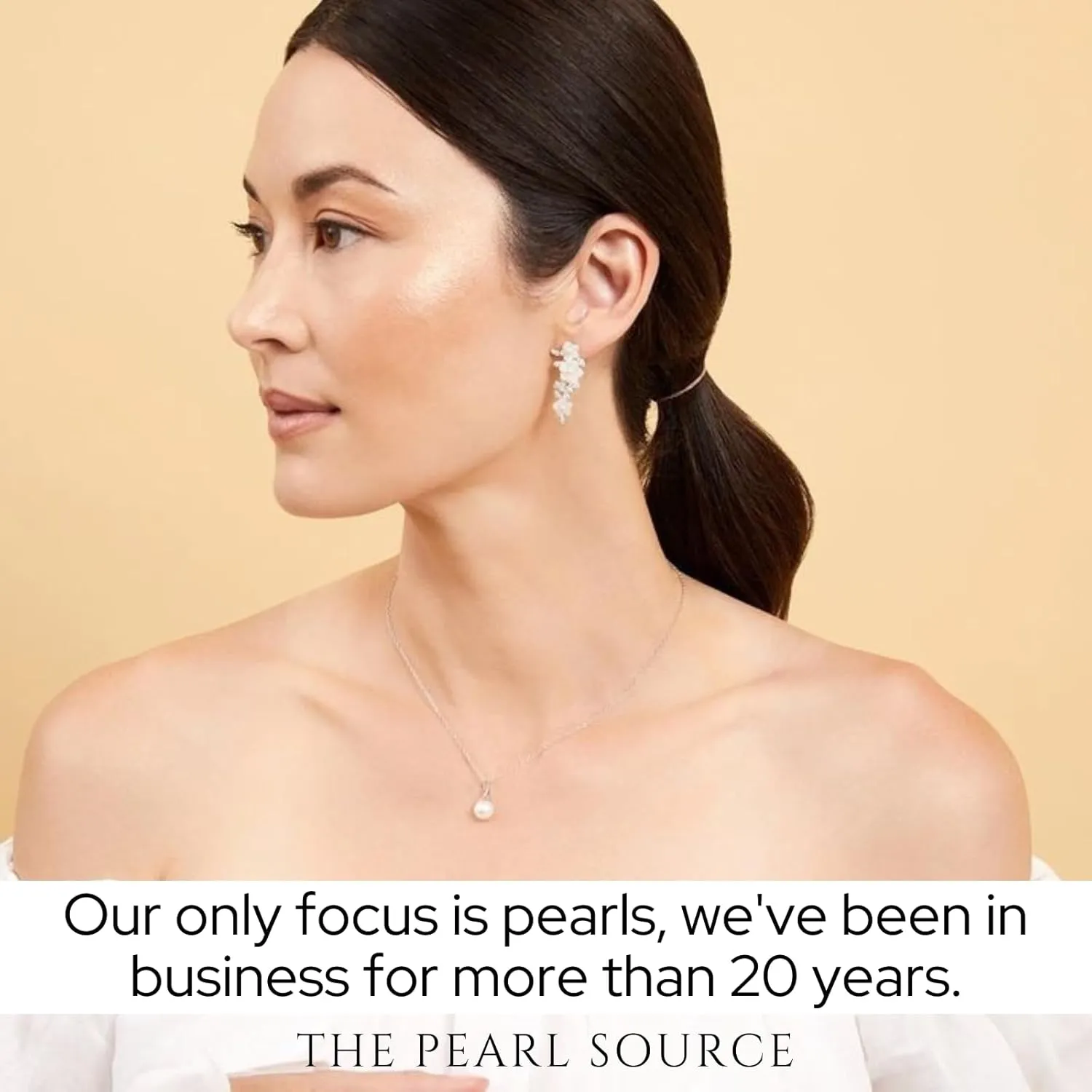 The Pearl Source White Freshwater Pearl Pendant Sydney Necklace for Women - Cultured Pearl Necklace | Single Pearl Necklace for Women with 925 Sterling Silver Chain Pearl Gifts for Anniversary