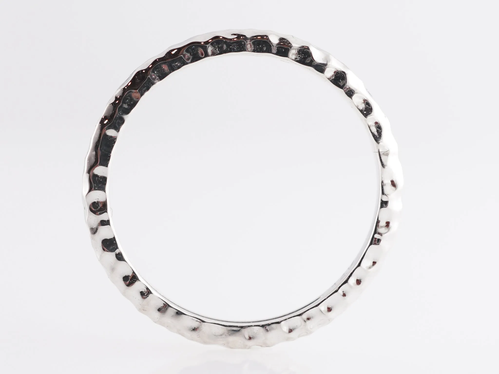 Thin Hammered Wedding Band in 14k White Gold