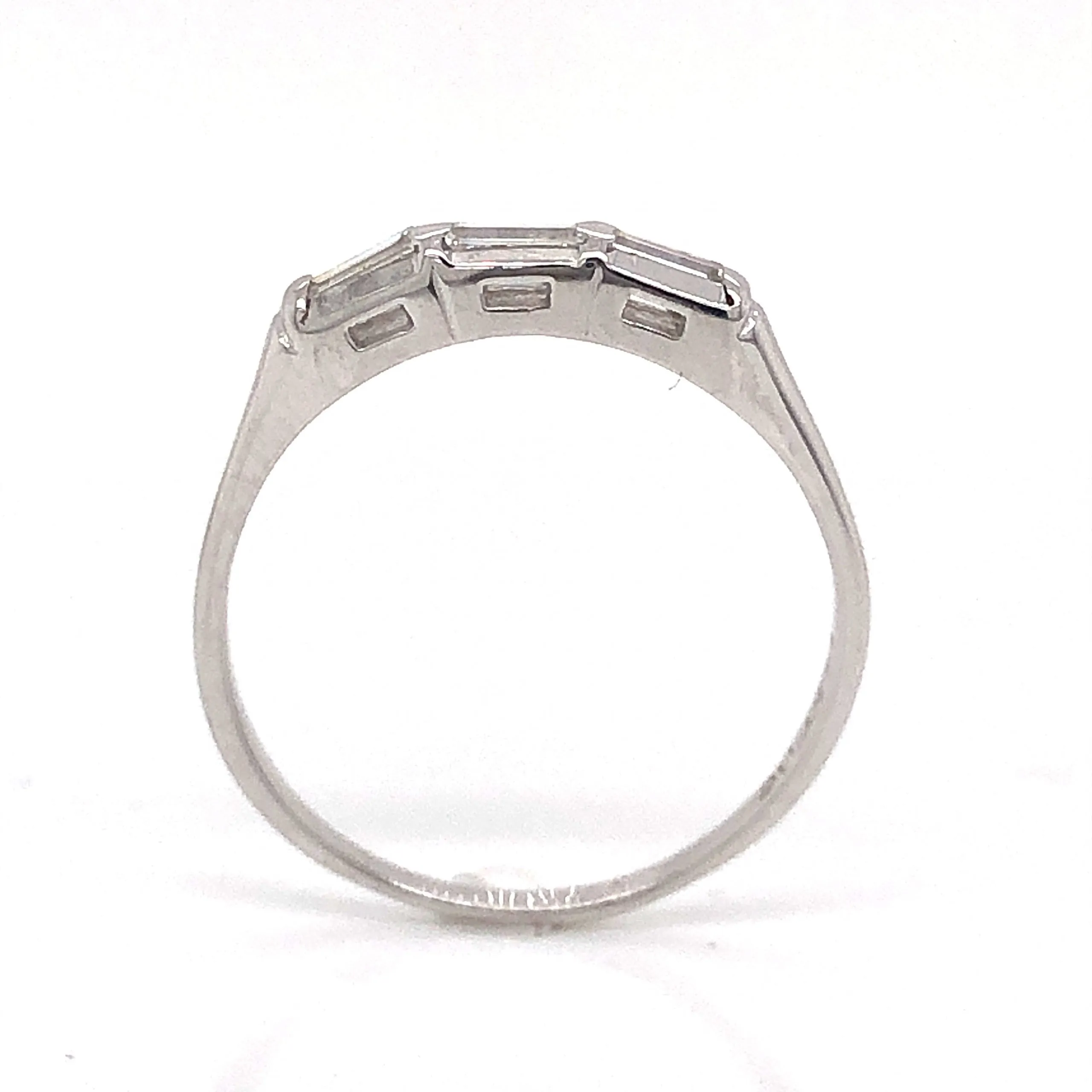 Three Stone Baguette Diamond Wedding Band in 14k White Gold