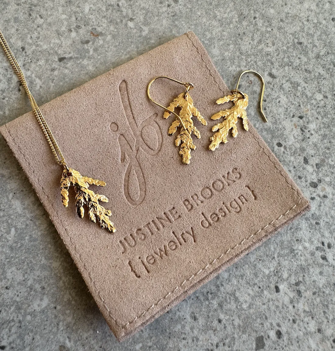 Tiny Cedar Earrings in Yellow Gold
