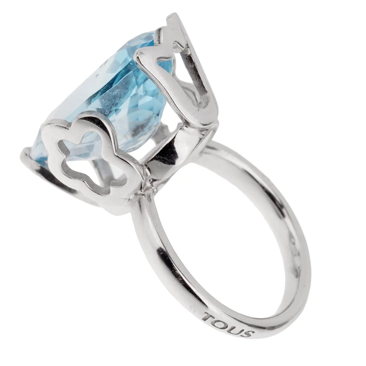 Tous 21ct Blue Topaz White Gold Cocktail Ring