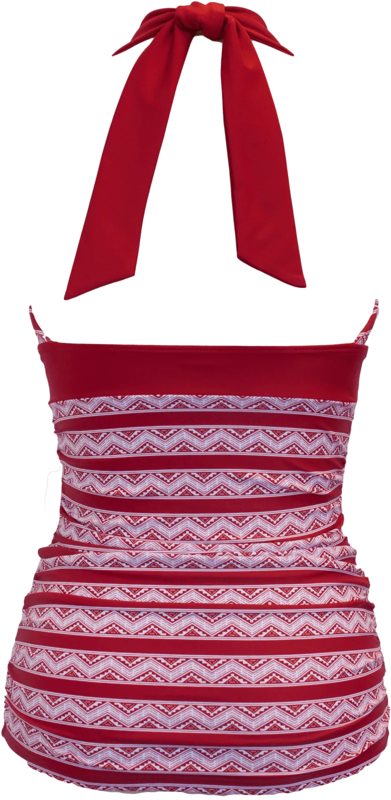 V-Ruched Halter Top - Red Chevron Aztec - FINAL SALE - FINAL FEW - SOLD OUT