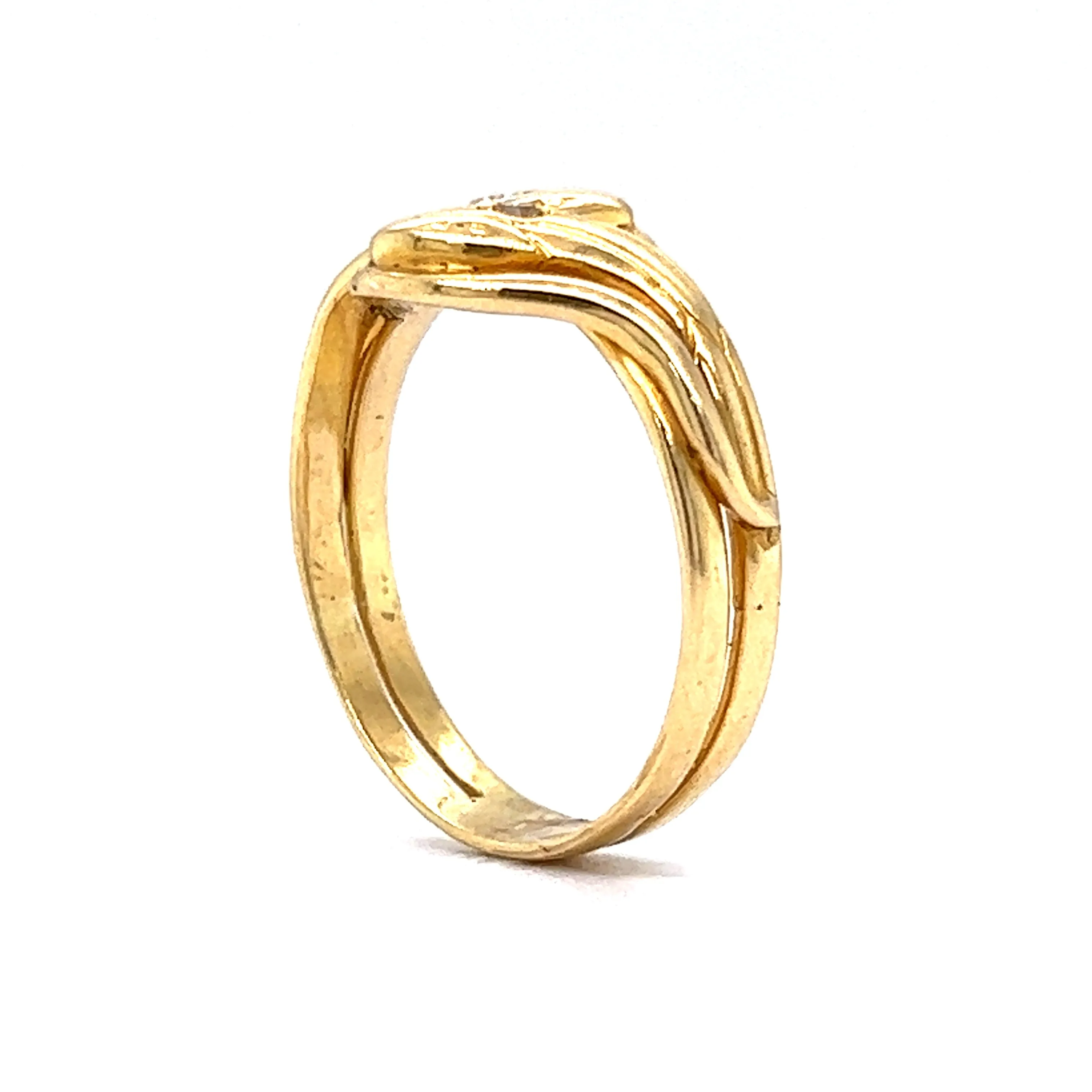 Victorian Right Hand Snake Ring with Diamonds in 18K Yellow Gold