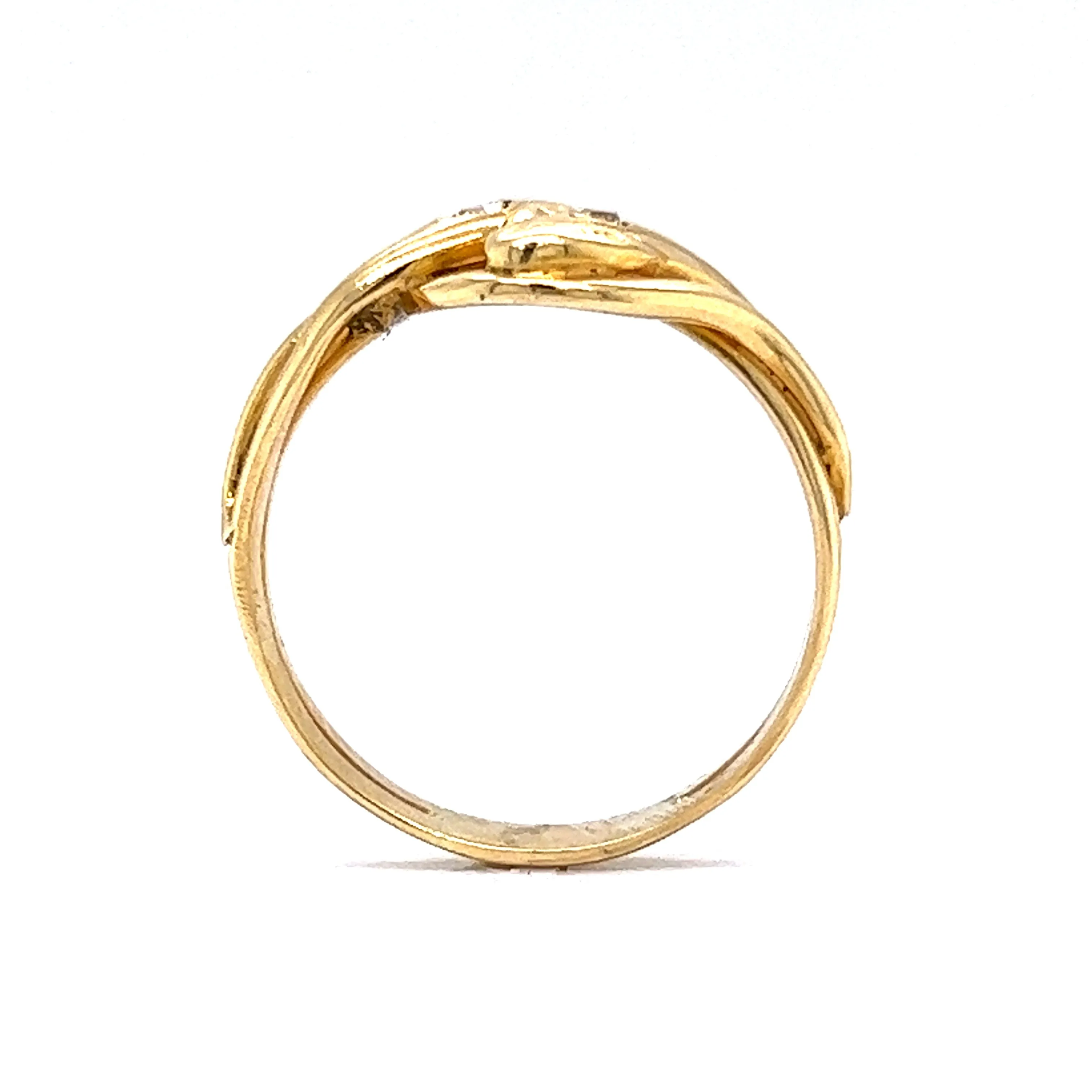 Victorian Right Hand Snake Ring with Diamonds in 18K Yellow Gold