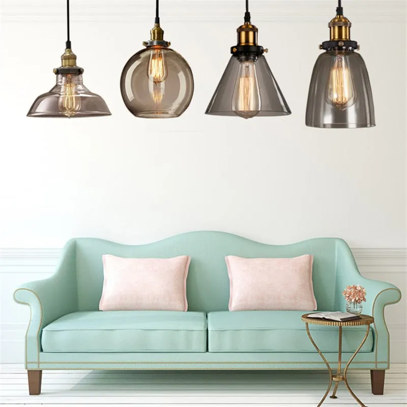 Vintage Amber Dome Pendant Light