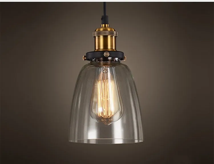 Vintage Amber Dome Pendant Light