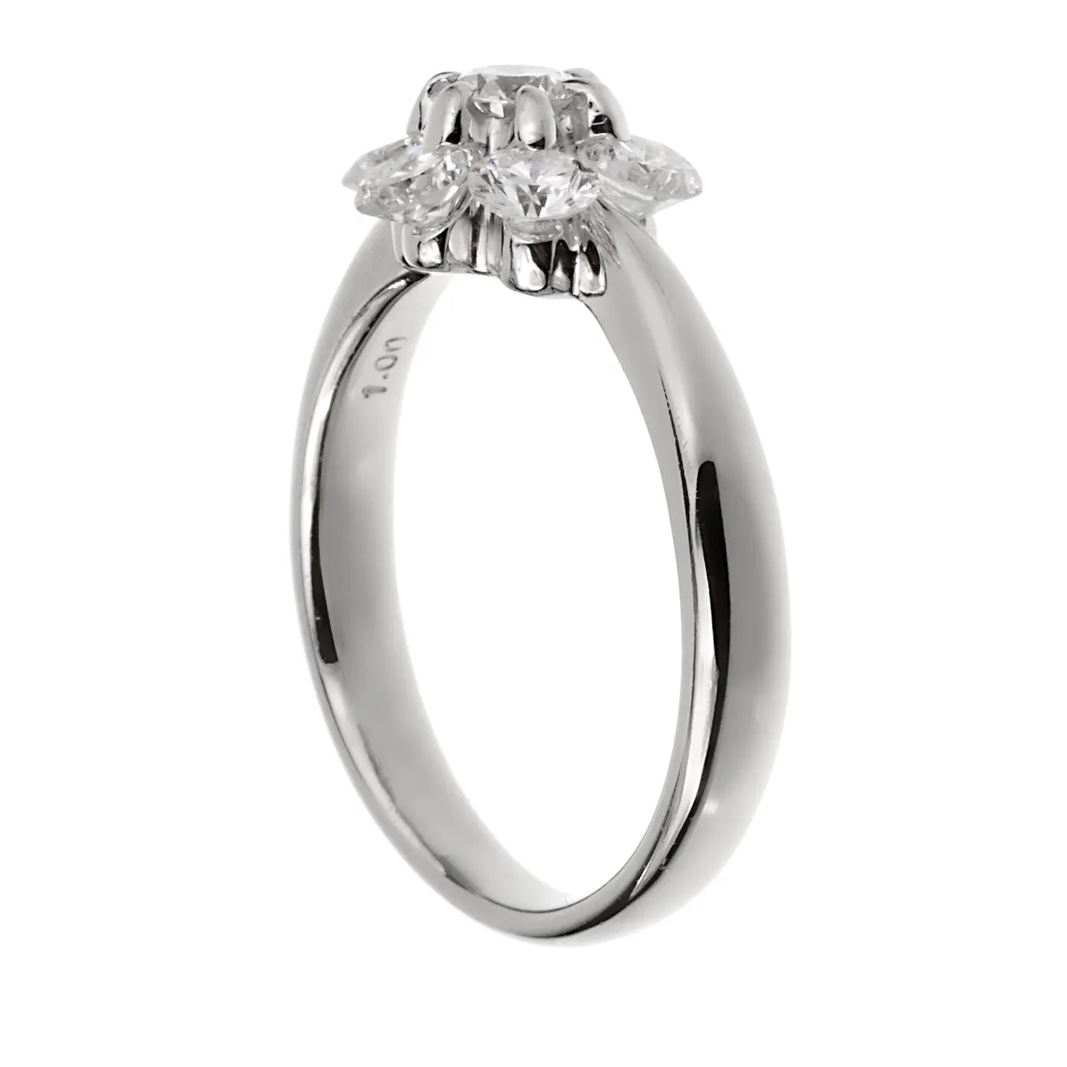 Vintage Flower Platinum Diamond Ring Sz 5 1/2