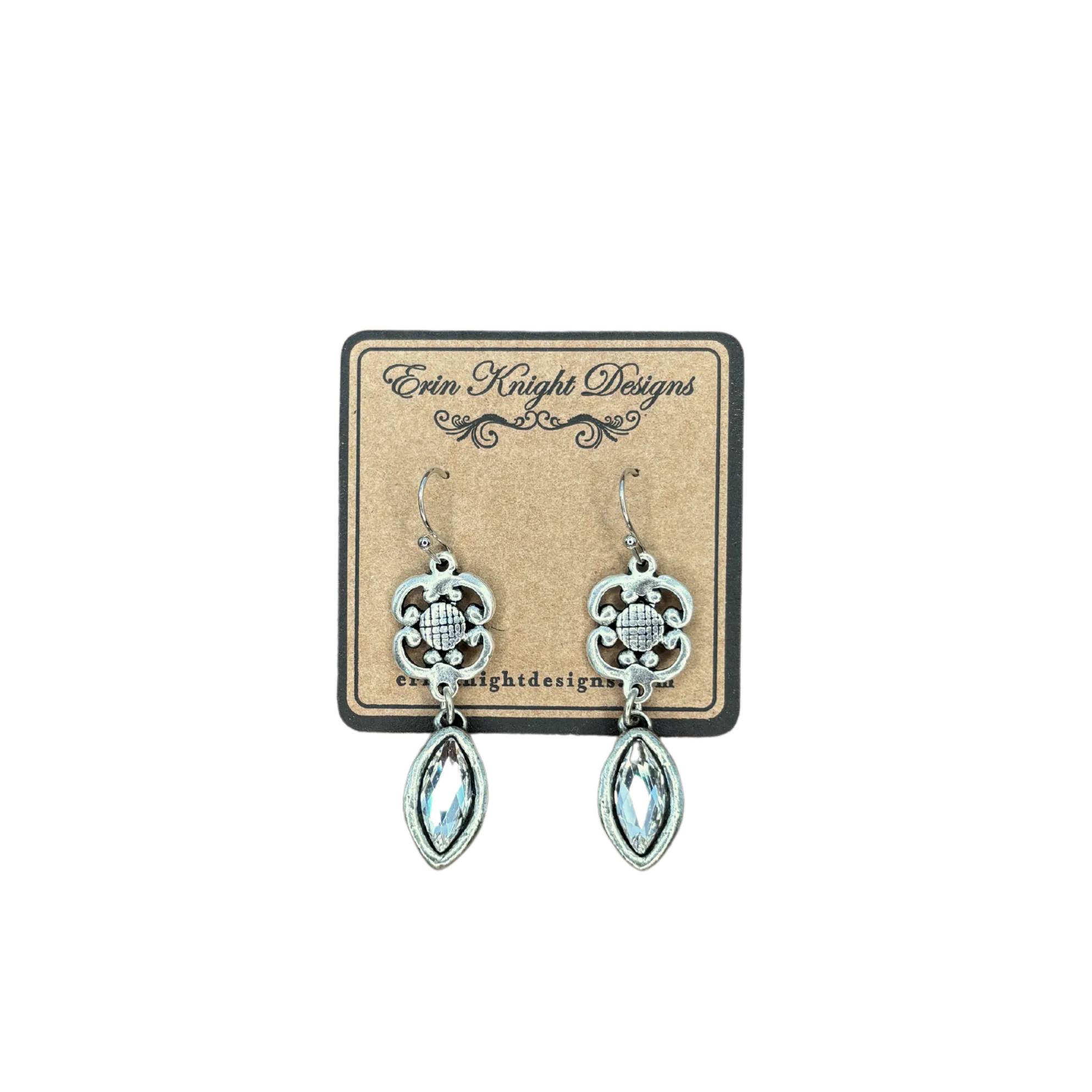 Vintage Reproduction Clover & Crystal Earrings