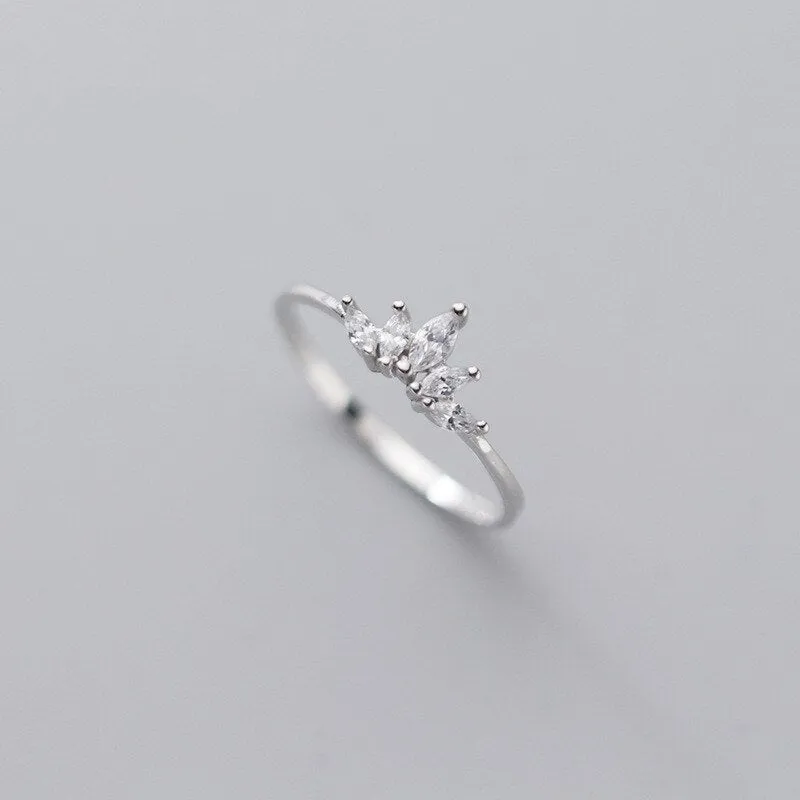 WANTME Genuine 925 Sterling Silver Chic Pave Crystal Zircon Princess
