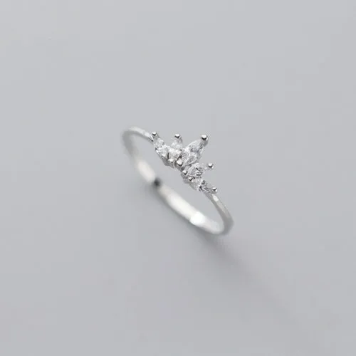 WANTME Genuine 925 Sterling Silver Chic Pave Crystal Zircon Princess
