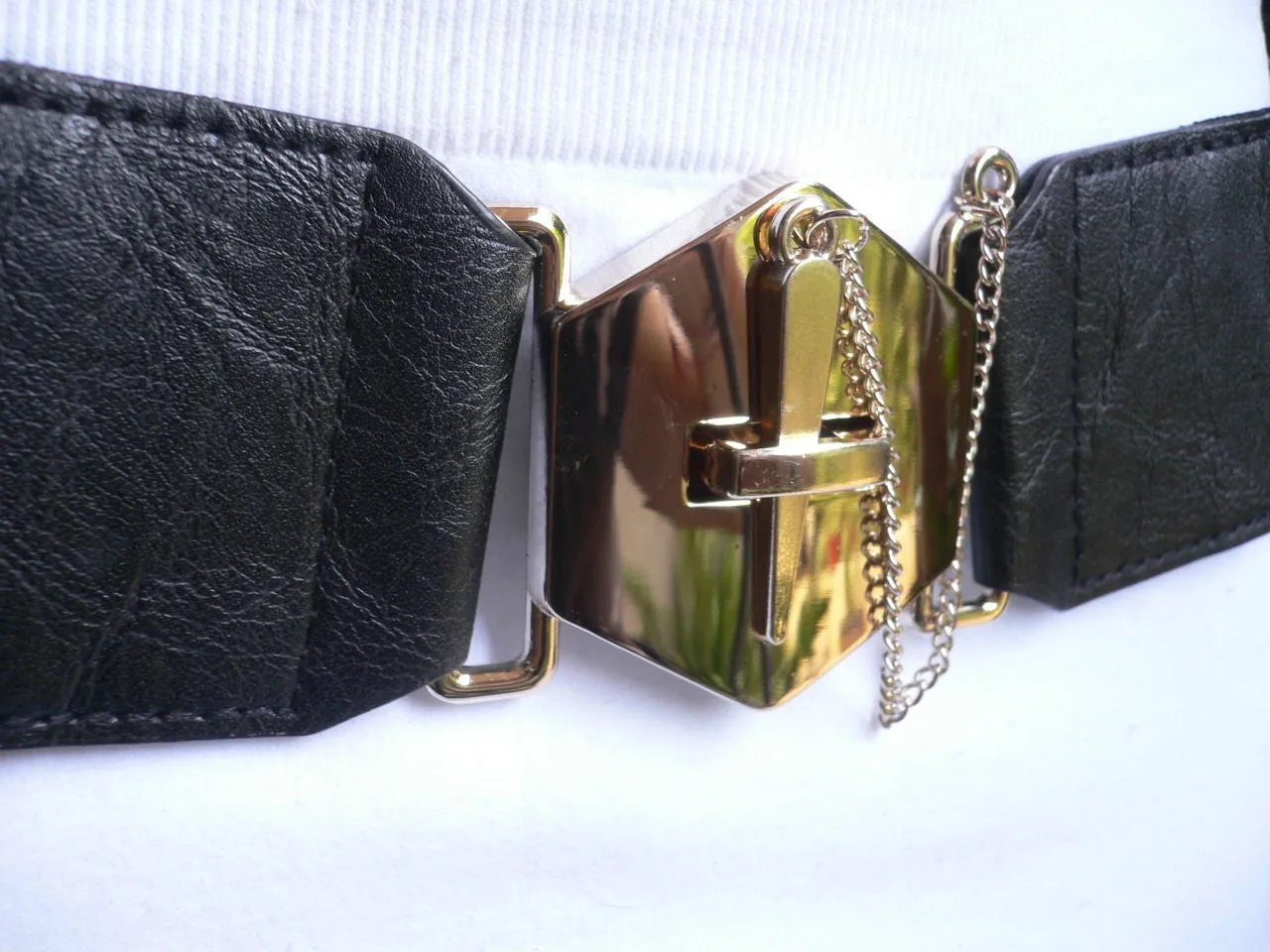 Wide Tie Corset Black Denim Jeans Fashion High Waist Belt Fit Size S