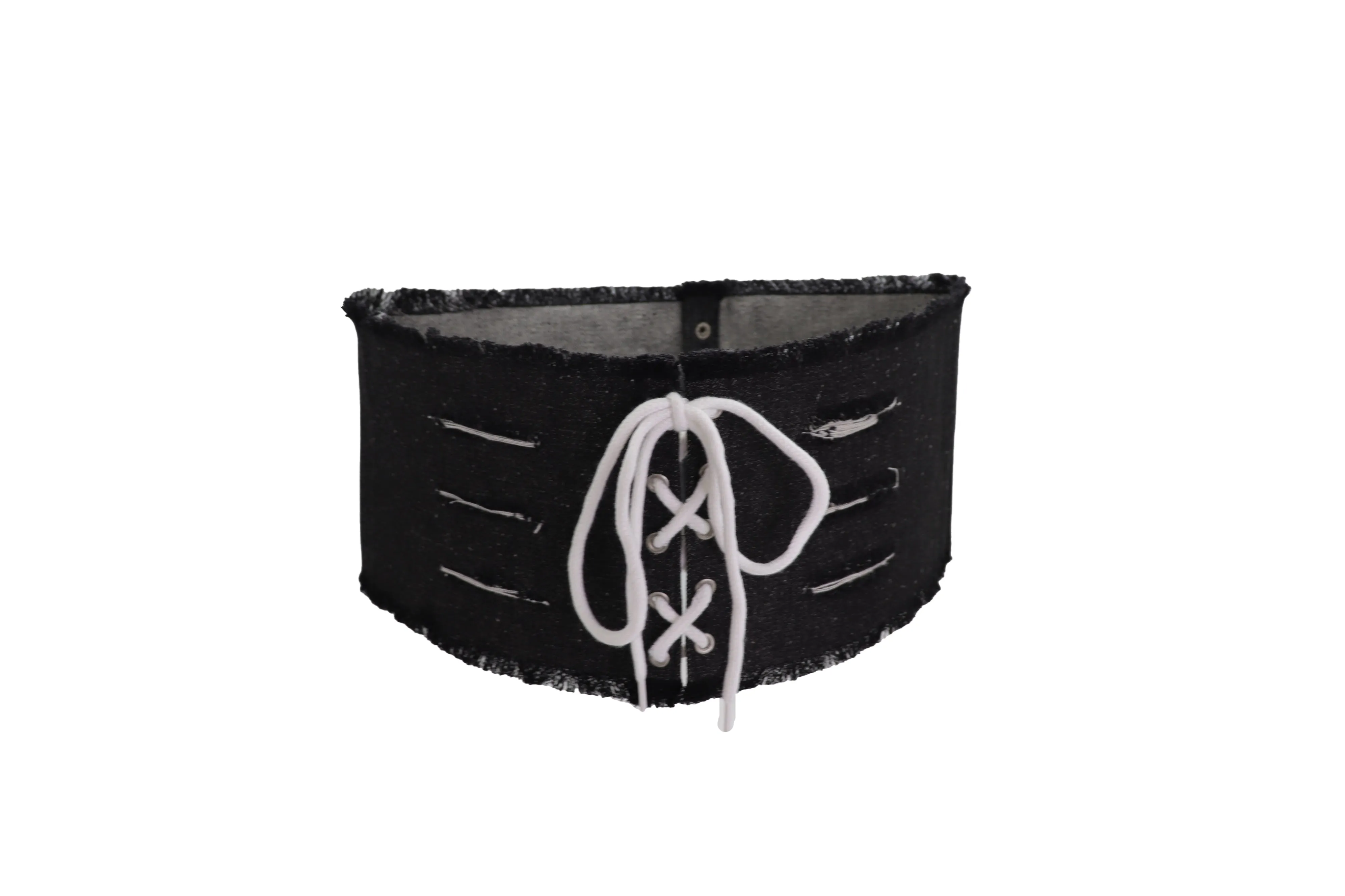 Wide Tie Corset Black Denim Jeans Fashion High Waist Belt Fit Size S