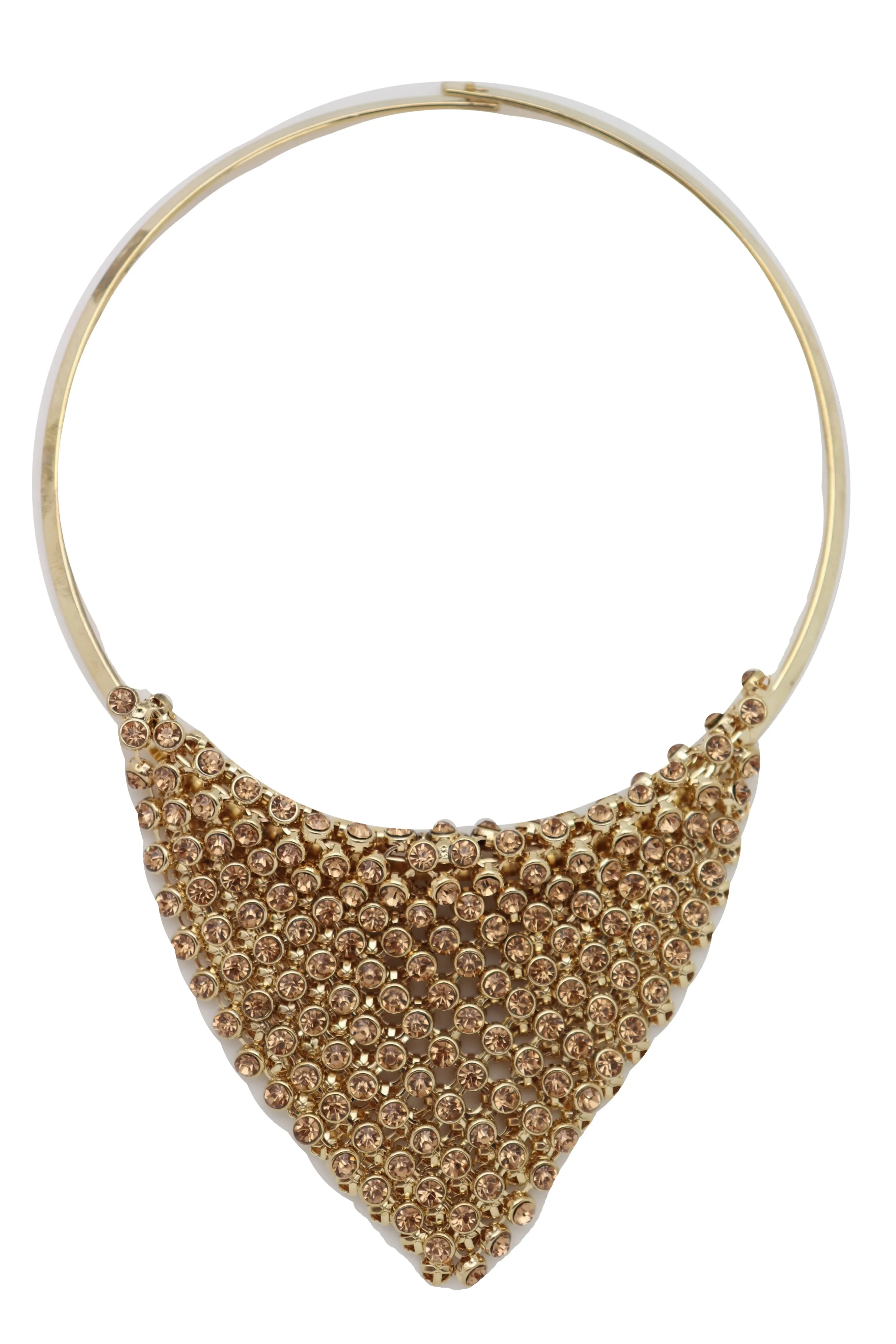 Women Gold Metal Choker Bib Strand Jewelry Fashion Necklace Bling Mesh Elegant Fancy Style