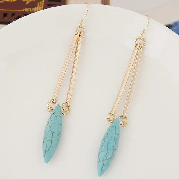 Womens Gold Tone Turquoise Dangle Drop Earrings